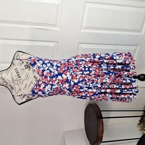 Dress By The General Good, Flower Dress/ Colors Blue, Red, Pink & White, Women M
